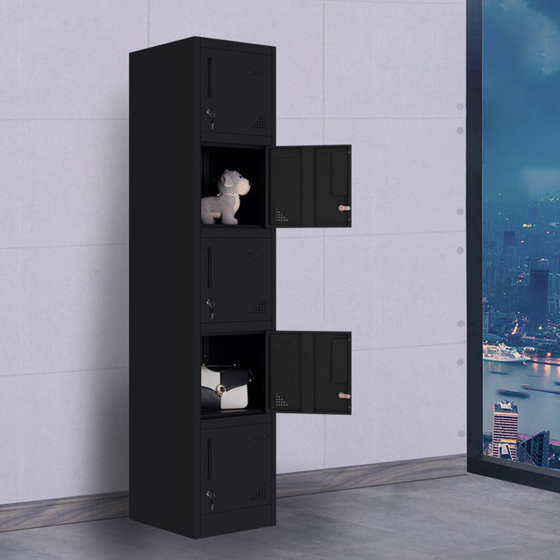 Black Steel Wardrobe with Hinged Door Industrial Storage Cabinet for Bathroom 15"L x 18"W x 73"H 5 Clearhalo 'Armoires & Wardrobes' 'armoires_wardrobes' 'Bedroom Furniture' 'furn' 'furn_armoires_wardrobes' 'Furniture' 6249859