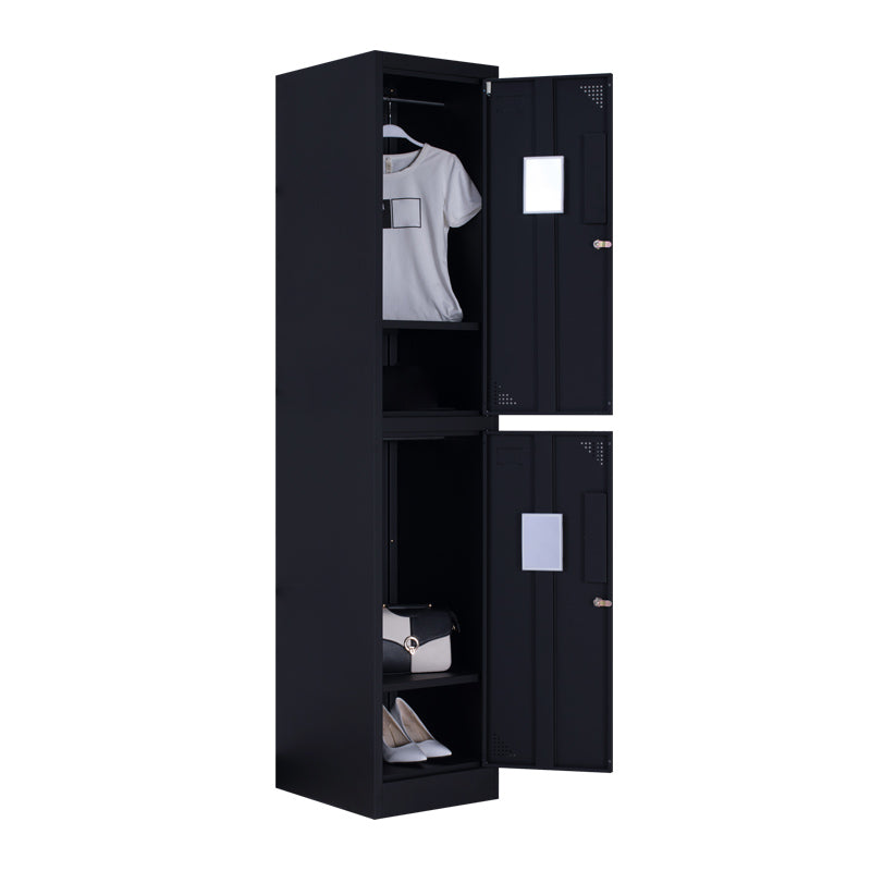 Black Steel Wardrobe with Hinged Door Industrial Storage Cabinet for Bathroom Clearhalo 'Armoires & Wardrobes' 'armoires_wardrobes' 'Bedroom Furniture' 'furn' 'furn_armoires_wardrobes' 'Furniture' 6249860