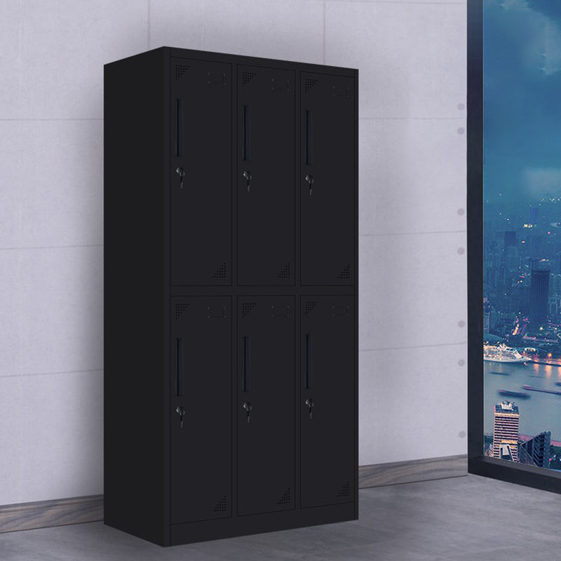 Black Steel Wardrobe with Hinged Door Industrial Storage Cabinet for Bathroom 35"L x 20"W x 73"H 6 Clearhalo 'Armoires & Wardrobes' 'armoires_wardrobes' 'Bedroom Furniture' 'furn' 'furn_armoires_wardrobes' 'Furniture' 6249863