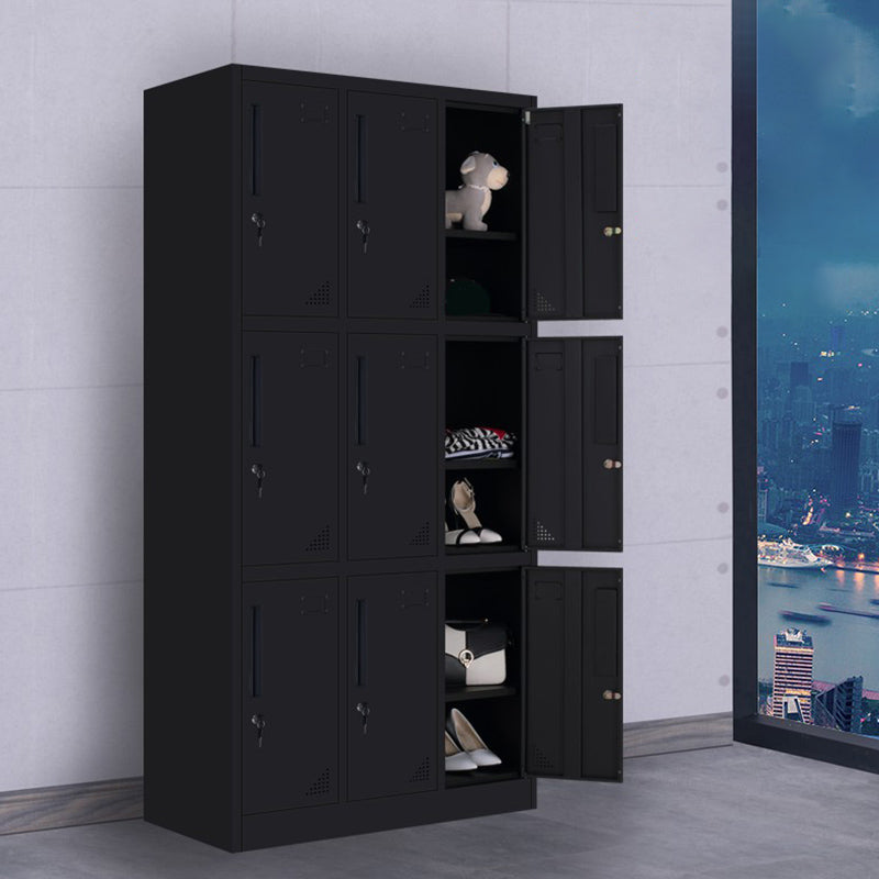 Black Steel Wardrobe with Hinged Door Industrial Storage Cabinet for Bathroom 35"L x 18"W x 73"H 9 Clearhalo 'Armoires & Wardrobes' 'armoires_wardrobes' 'Bedroom Furniture' 'furn' 'furn_armoires_wardrobes' 'Furniture' 6249865