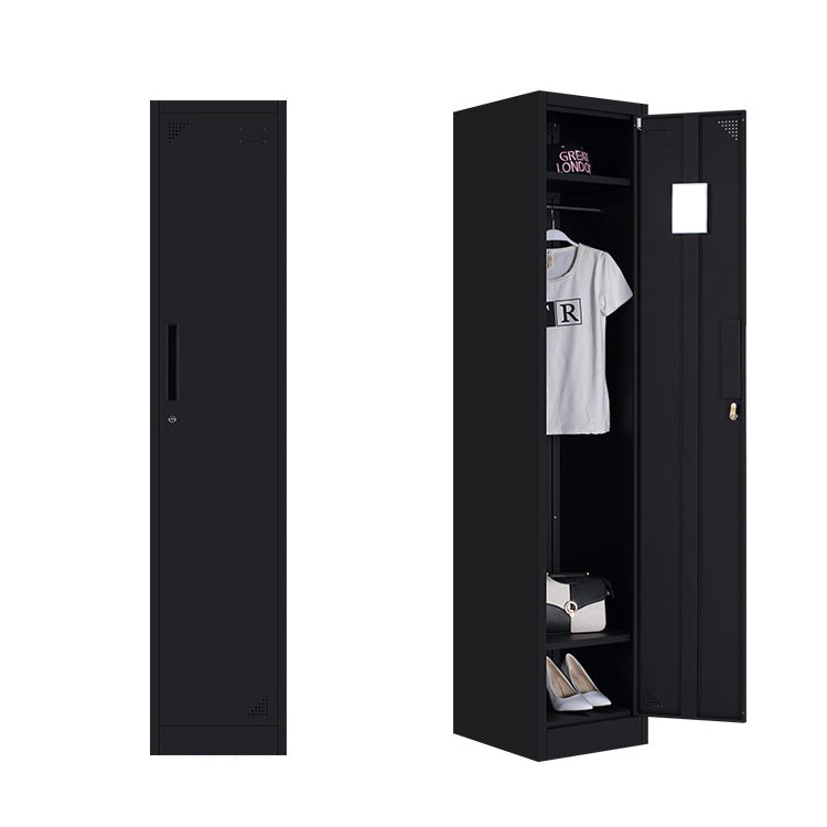 Black Steel Wardrobe with Hinged Door Industrial Storage Cabinet for Bathroom Clearhalo 'Armoires & Wardrobes' 'armoires_wardrobes' 'Bedroom Furniture' 'furn' 'furn_armoires_wardrobes' 'Furniture' 6249866