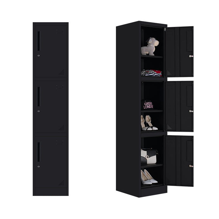 Black Steel Wardrobe with Hinged Door Industrial Storage Cabinet for Bathroom Clearhalo 'Armoires & Wardrobes' 'armoires_wardrobes' 'Bedroom Furniture' 'furn' 'furn_armoires_wardrobes' 'Furniture' 6249867