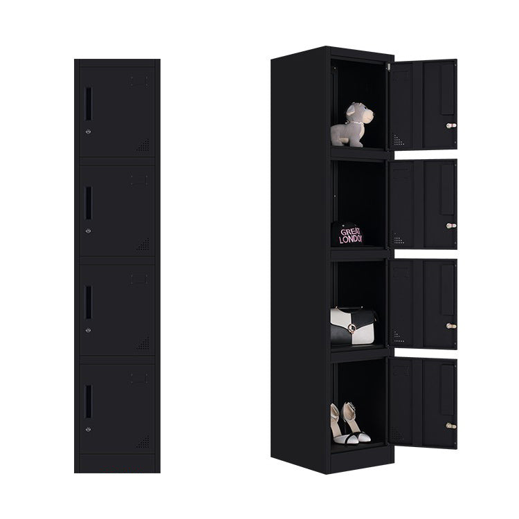 Black Steel Wardrobe with Hinged Door Industrial Storage Cabinet for Bathroom Clearhalo 'Armoires & Wardrobes' 'armoires_wardrobes' 'Bedroom Furniture' 'furn' 'furn_armoires_wardrobes' 'Furniture' 6249868
