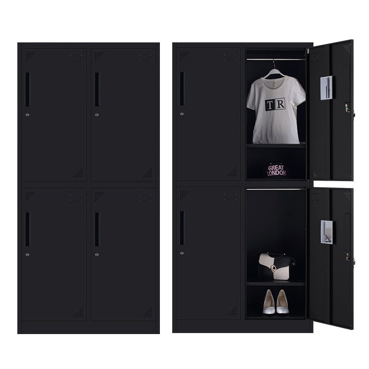 Black Steel Wardrobe with Hinged Door Industrial Storage Cabinet for Bathroom Clearhalo 'Armoires & Wardrobes' 'armoires_wardrobes' 'Bedroom Furniture' 'furn' 'furn_armoires_wardrobes' 'Furniture' 6249869