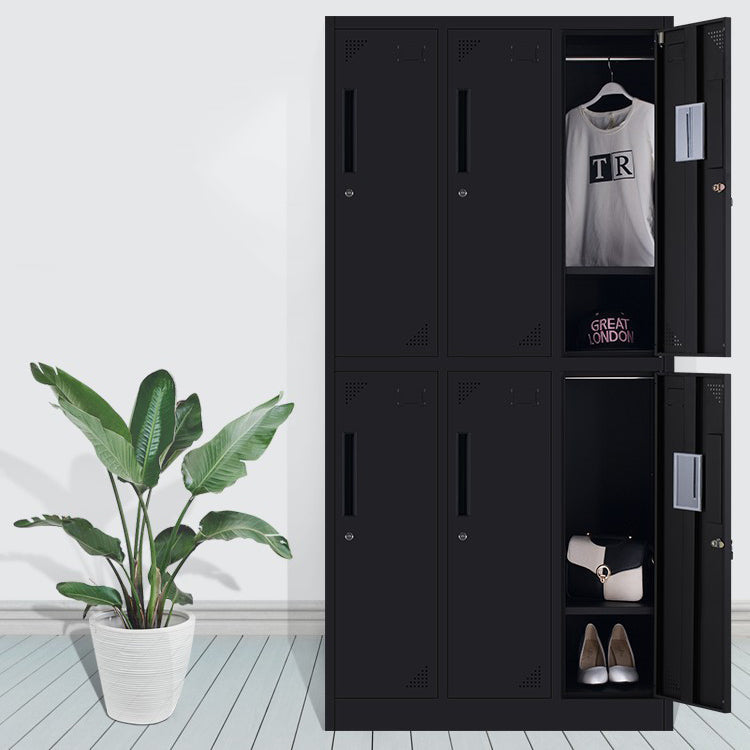 Black Steel Wardrobe with Hinged Door Industrial Storage Cabinet for Bathroom Clearhalo 'Armoires & Wardrobes' 'armoires_wardrobes' 'Bedroom Furniture' 'furn' 'furn_armoires_wardrobes' 'Furniture' 6249870