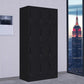 Black Steel Wardrobe with Hinged Door Industrial Storage Cabinet for Bathroom Clearhalo 'Armoires & Wardrobes' 'armoires_wardrobes' 'Bedroom Furniture' 'furn' 'furn_armoires_wardrobes' 'Furniture' 6249872