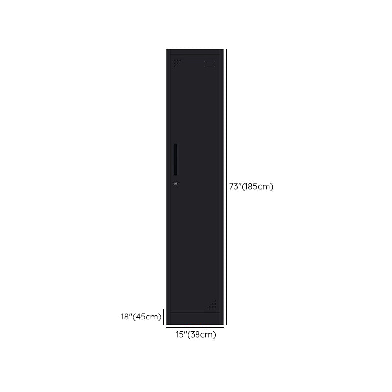 Black Steel Wardrobe with Hinged Door Industrial Storage Cabinet for Bathroom Clearhalo 'Armoires & Wardrobes' 'armoires_wardrobes' 'Bedroom Furniture' 'furn' 'furn_armoires_wardrobes' 'Furniture' 6249874