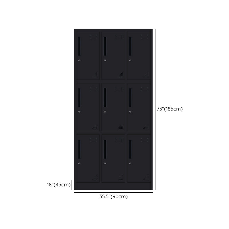 Black Steel Wardrobe with Hinged Door Industrial Storage Cabinet for Bathroom Clearhalo 'Armoires & Wardrobes' 'armoires_wardrobes' 'Bedroom Furniture' 'furn' 'furn_armoires_wardrobes' 'Furniture' 6249881