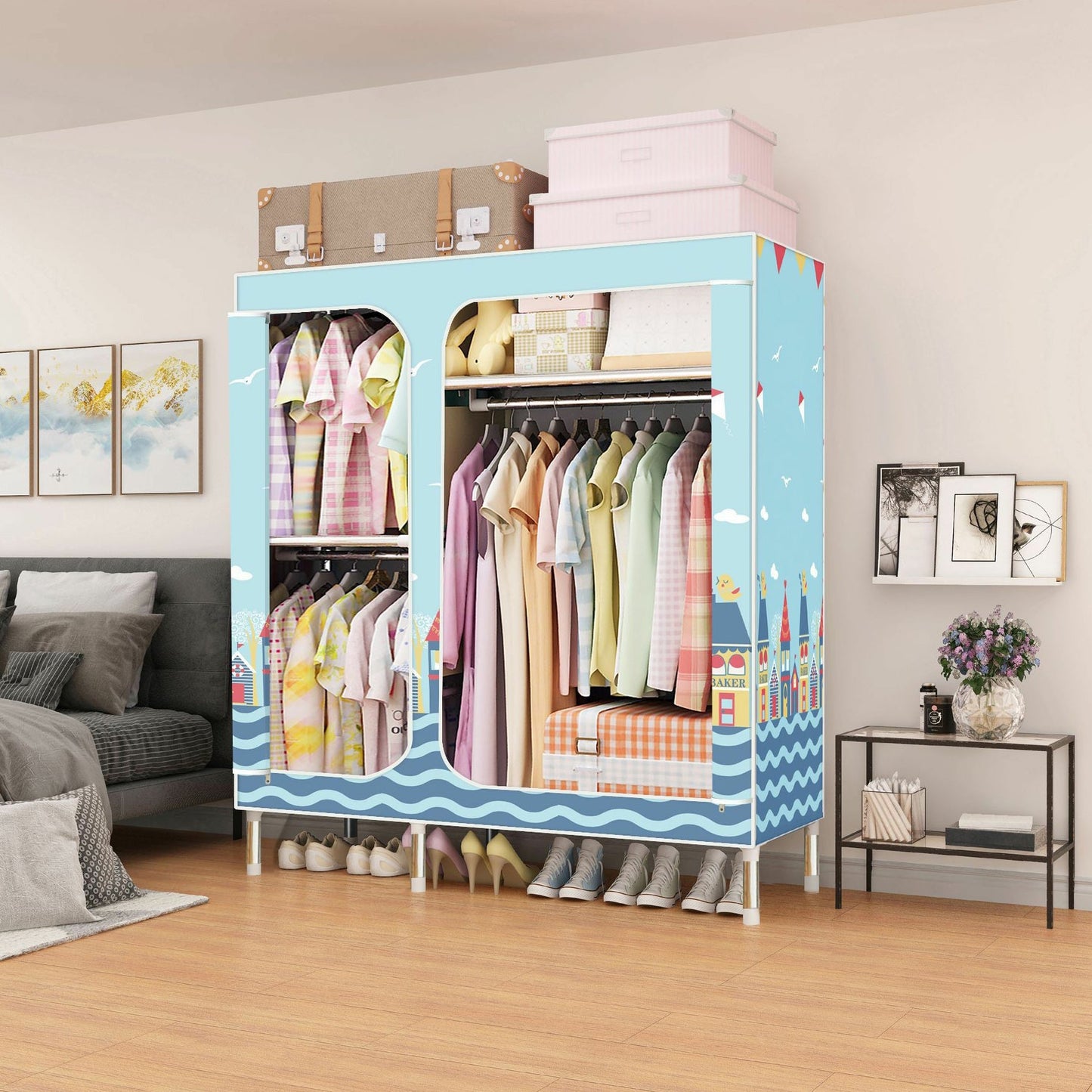 Eigentijdse stijl huisgarderobe stalen garderobe kast met planken