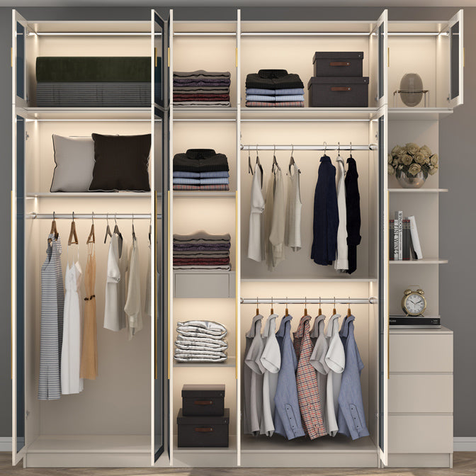 Armoire en bois d'ingénierie avec portes en verre armoire moderne pour chambre à coucher