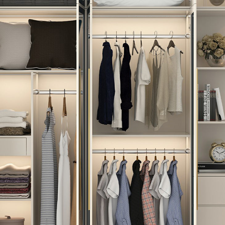 Armoire en bois d'ingénierie avec portes en verre armoire moderne pour chambre à coucher
