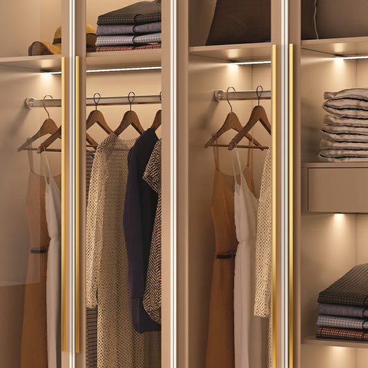 Armoire en bois d'ingénierie avec portes en verre armoire moderne pour chambre à coucher