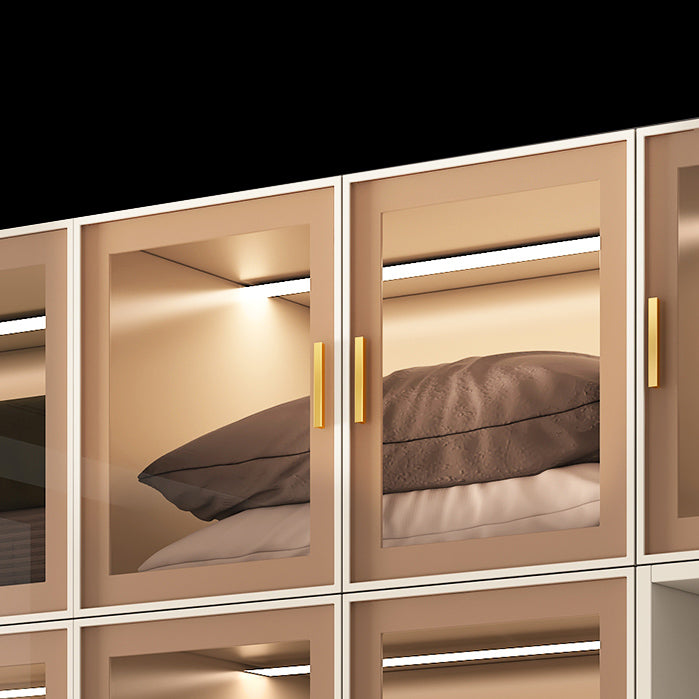 Armoire en bois d'ingénierie avec portes en verre armoire moderne pour chambre à coucher