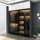 Modern Style Glass Wardrobe 1-Drawer Bedroom Wardrobe Closet Clearhalo 'Armoires & Wardrobes' 'armoires_wardrobes' 'Bedroom Furniture' 'furn' 'furn_armoires_wardrobes' 'Furniture' 6250092