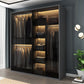 Modern Style Glass Wardrobe 1-Drawer Bedroom Wardrobe Closet Clearhalo 'Armoires & Wardrobes' 'armoires_wardrobes' 'Bedroom Furniture' 'furn' 'furn_armoires_wardrobes' 'Furniture' 6250095