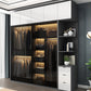 Modern Style Glass Wardrobe 1-Drawer Bedroom Wardrobe Closet Clearhalo 'Armoires & Wardrobes' 'armoires_wardrobes' 'Bedroom Furniture' 'furn' 'furn_armoires_wardrobes' 'Furniture' 6250096