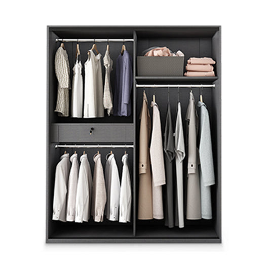 Modern Style Glass Wardrobe 1-Drawer Bedroom Wardrobe Closet Clearhalo 'Armoires & Wardrobes' 'armoires_wardrobes' 'Bedroom Furniture' 'furn' 'furn_armoires_wardrobes' 'Furniture' 6250099