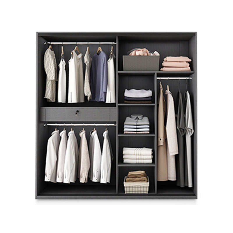 Modern Style Glass Wardrobe 1-Drawer Bedroom Wardrobe Closet Clearhalo 'Armoires & Wardrobes' 'armoires_wardrobes' 'Bedroom Furniture' 'furn' 'furn_armoires_wardrobes' 'Furniture' 6250100