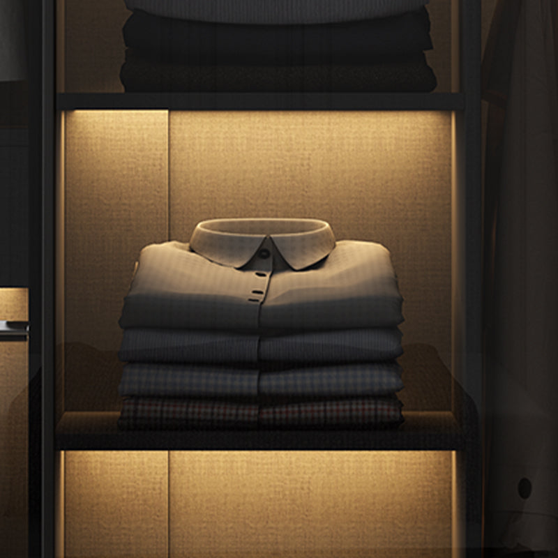 Modern Style Glass Wardrobe 1-Drawer Bedroom Wardrobe Closet Clearhalo 'Armoires & Wardrobes' 'armoires_wardrobes' 'Bedroom Furniture' 'furn' 'furn_armoires_wardrobes' 'Furniture' 6250103