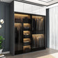 Modern Style Glass Wardrobe 1-Drawer Bedroom Wardrobe Closet Clearhalo 'Armoires & Wardrobes' 'armoires_wardrobes' 'Bedroom Furniture' 'furn' 'furn_armoires_wardrobes' 'Furniture' 6250105