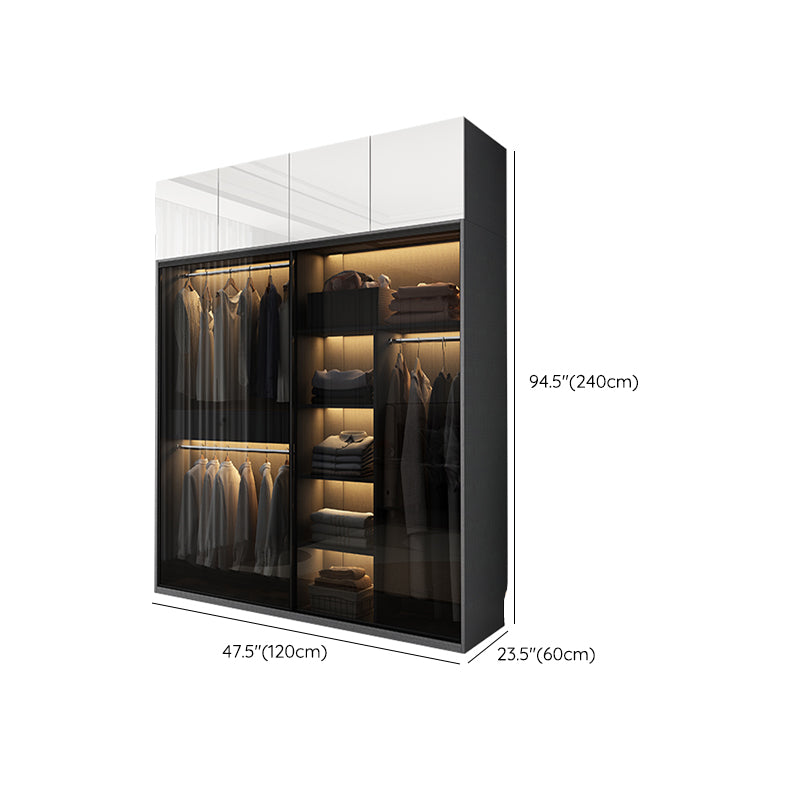 Modern Style Glass Wardrobe 1-Drawer Bedroom Wardrobe Closet Clearhalo 'Armoires & Wardrobes' 'armoires_wardrobes' 'Bedroom Furniture' 'furn' 'furn_armoires_wardrobes' 'Furniture' 6250109