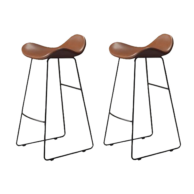 Modern Bar Table Set 1/2/4 Pieces Faux Marble Counter Table with Backless Stools Brown 30"H Stools (Set of 2) Clearhalo 'Bar Furniture' 'furn' 'furn_home_bar_bar_sets' 'Furniture' 'Home Bars & Bar Sets' 'home_bar_bar_sets' 'Kitchen & Dining Furniture' 6250114