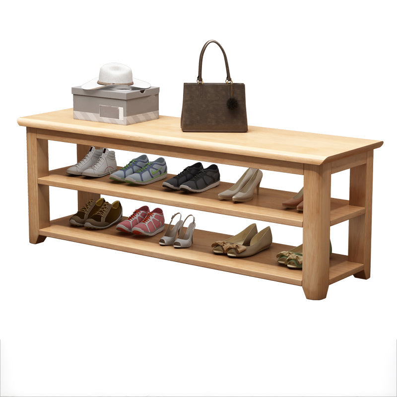Modern Rubber Wood Bench Rectangle 15"Wide Accent Bench with Shoe Storage Natural Clearhalo 'Benches' 'Chairs & Seating' 'furn' 'furn_benches' 'Furniture' 'Living Room Furniture' 6250152