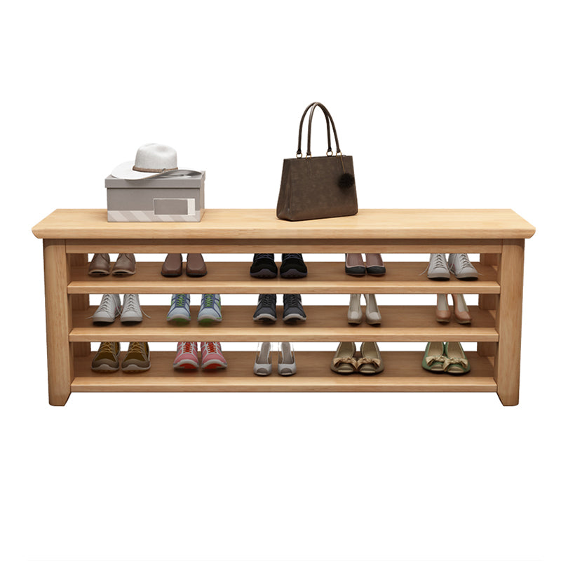 Modern Rubber Wood Bench Rectangle 15"Wide Accent Bench with Shoe Storage Natural Clearhalo 'Benches' 'Chairs & Seating' 'furn' 'furn_benches' 'Furniture' 'Living Room Furniture' 6250153