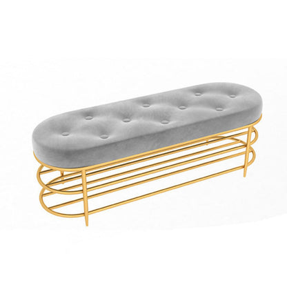 13.65-inch Width Modern Entryway Bench Cushioned Metal Seating Bench Grey Clearhalo 'Benches' 'Chairs & Seating' 'furn' 'furn_benches' 'Furniture' 'Living Room Furniture' 6250172