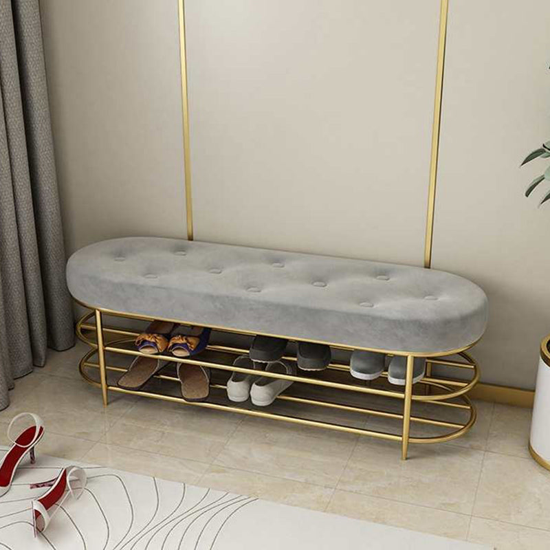 13.65-inch Width Modern Entryway Bench Cushioned Metal Seating Bench 47"L x 14"W x 18"H Grey Clearhalo 'Benches' 'Chairs & Seating' 'furn' 'furn_benches' 'Furniture' 'Living Room Furniture' 6250177