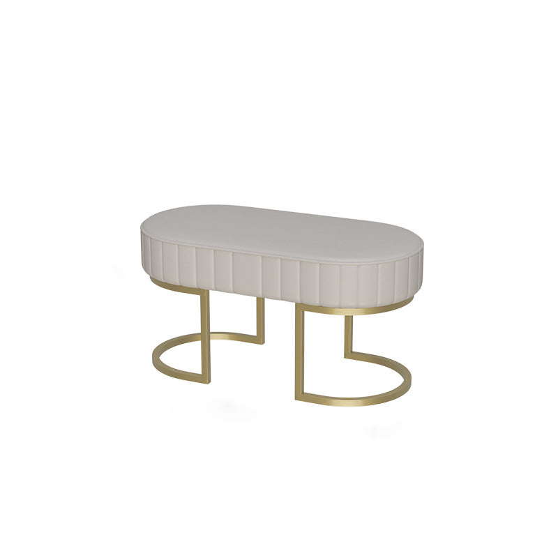 15.6-inch Width Modern Seating Bench Cushioned Metal Solid Color Bench 31.5"L x 16"W x 18"H White Clearhalo 'Benches' 'Chairs & Seating' 'furn' 'furn_benches' 'Furniture' 'Living Room Furniture' 6250207