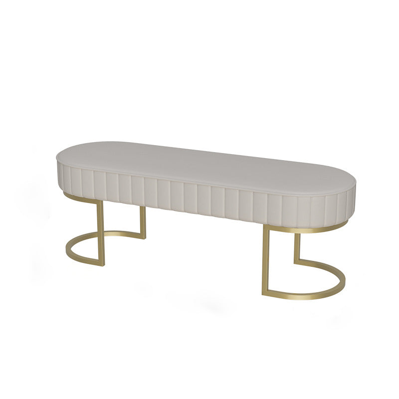 15.6-inch Width Modern Seating Bench Cushioned Metal Solid Color Bench 47"L x 16"W x 18"H White Clearhalo 'Benches' 'Chairs & Seating' 'furn' 'furn_benches' 'Furniture' 'Living Room Furniture' 6250209