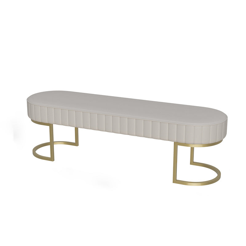 15.6-inch Width Modern Seating Bench Cushioned Metal Solid Color Bench 55"L x 16"W x 18"H White Clearhalo 'Benches' 'Chairs & Seating' 'furn' 'furn_benches' 'Furniture' 'Living Room Furniture' 6250210