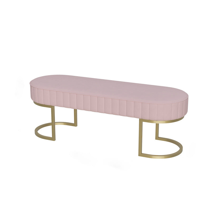 15.6-inch Width Modern Seating Bench Cushioned Metal Solid Color Bench 47"L x 16"W x 18"H Pink Clearhalo 'Benches' 'Chairs & Seating' 'furn' 'furn_benches' 'Furniture' 'Living Room Furniture' 6250213