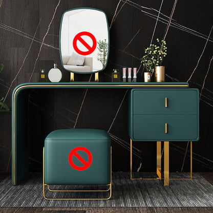 Vanity trucco glam con 2 cassetti di stoccaggio da 20,47 "largo cassettiere in pelle finta