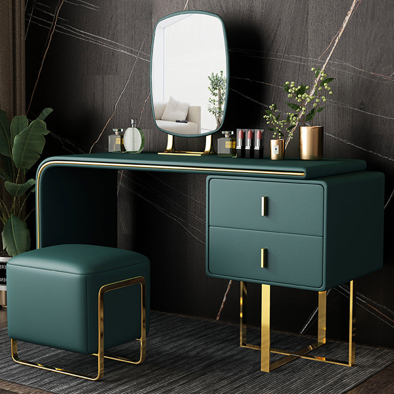 Vanity trucco glam con 2 cassetti di stoccaggio da 20,47 "largo cassettiere in pelle finta