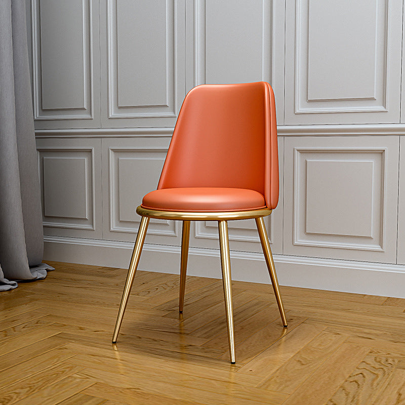 Upholstered Lounge Chair Armless Vanity Chair with Gold Tone Legs Pink PU（Polyurethane） 1 Piece Clearhalo 'Accent Chairs' 'accent_chairs' 'Chairs & Seating' 'furn' 'furn_accent_chairs' 'Furniture' 'Living Room Furniture' 6252858