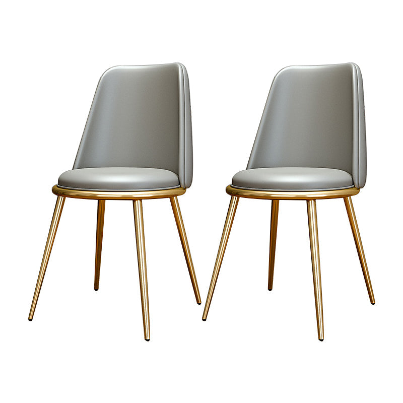 Upholstered Lounge Chair Armless Vanity Chair with Gold Tone Legs Grey PU（Polyurethane） 2 Piece Set Clearhalo 'Accent Chairs' 'accent_chairs' 'Chairs & Seating' 'furn' 'furn_accent_chairs' 'Furniture' 'Living Room Furniture' 6252861