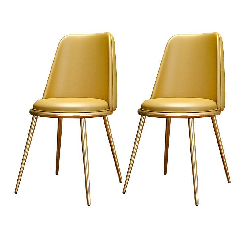 Upholstered Lounge Chair Armless Vanity Chair with Gold Tone Legs Yellow PU（Polyurethane） 2 Piece Set Clearhalo 'Accent Chairs' 'accent_chairs' 'Chairs & Seating' 'furn' 'furn_accent_chairs' 'Furniture' 'Living Room Furniture' 6252866