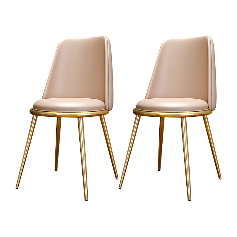 Upholstered Lounge Chair Armless Vanity Chair with Gold Tone Legs Camel PU（Polyurethane） 2 Piece Set Clearhalo 'Accent Chairs' 'accent_chairs' 'Chairs & Seating' 'furn' 'furn_accent_chairs' 'Furniture' 'Living Room Furniture' 6252870