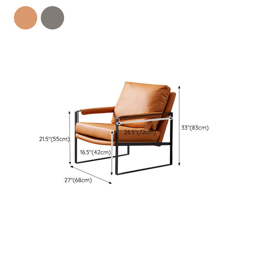 Arms Included Arm Chair Metal Frame Chair with Pillow Back for Living Room, 28.34" Wide Clearhalo 'Accent Chairs' 'accent_chairs' 'Chairs & Seating' 'furn' 'furn_accent_chairs' 'Furniture' 'Living Room Furniture' 6252933