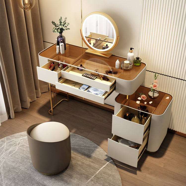 Tavoli da vanità contemporanei 5 cassetti vetro top -trucco da banco vanità