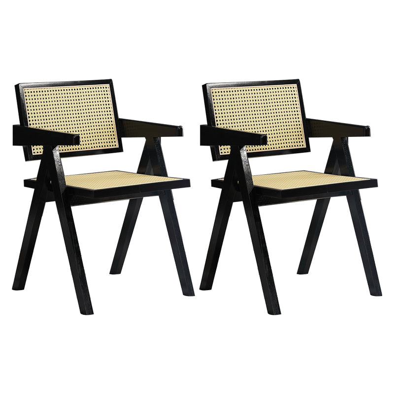 19.68 "Wide arm stoel vaste houten frame stoel met geweven rug