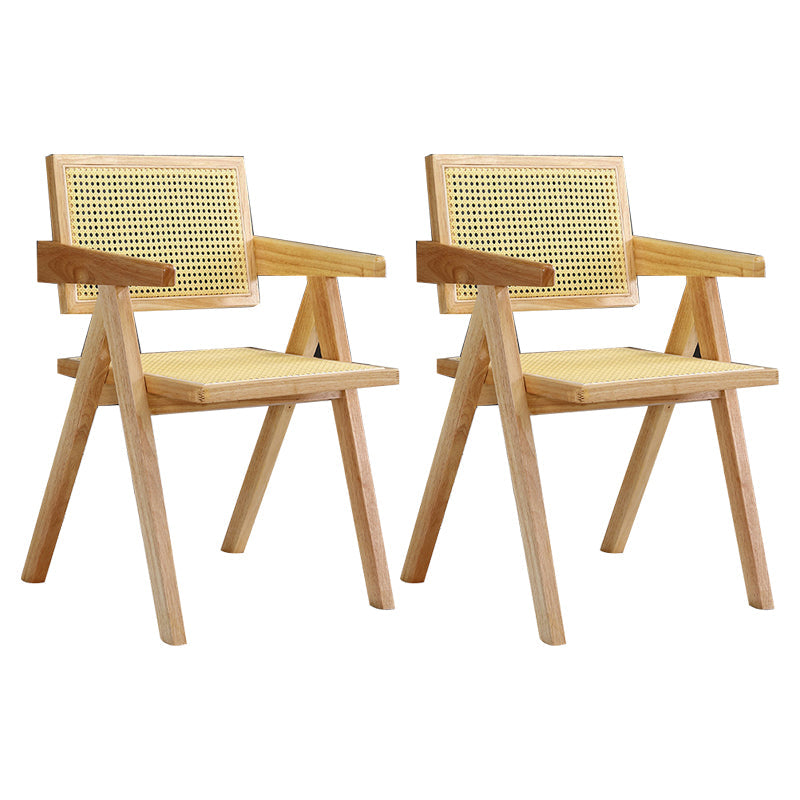 19.68 "Wide arm stoel vaste houten frame stoel met geweven rug