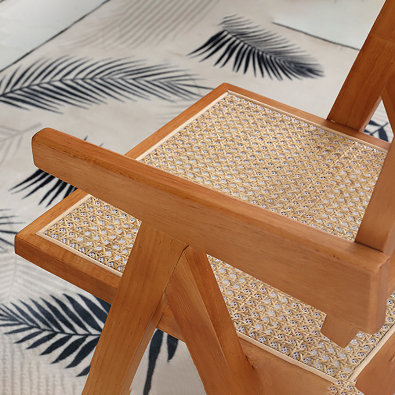 19.68 "Wide arm stoel vaste houten frame stoel met geweven rug