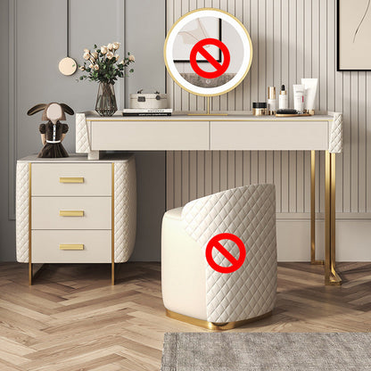Glam Stone Top Vanity Makeup Table Set Wooden 5-Drawers Dressing Table 47"L x 18"W x 31"H Clearhalo 'Bedroom Furniture' 'furn' 'furn_makeup_vanities' 'Furniture' 'Makeup Vanities' 'makeup_vanities' 6252996