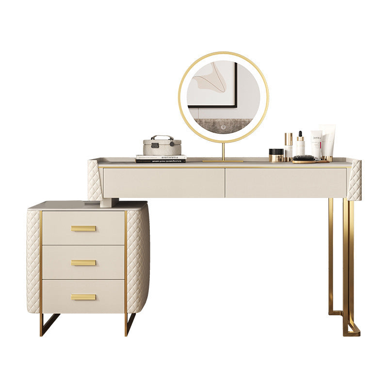 Glam Stone Top Vanity Makeup Table Set Wooden 5-Drawers Dressing Table Clearhalo 'Bedroom Furniture' 'furn' 'furn_makeup_vanities' 'Furniture' 'Makeup Vanities' 'makeup_vanities' 6253000