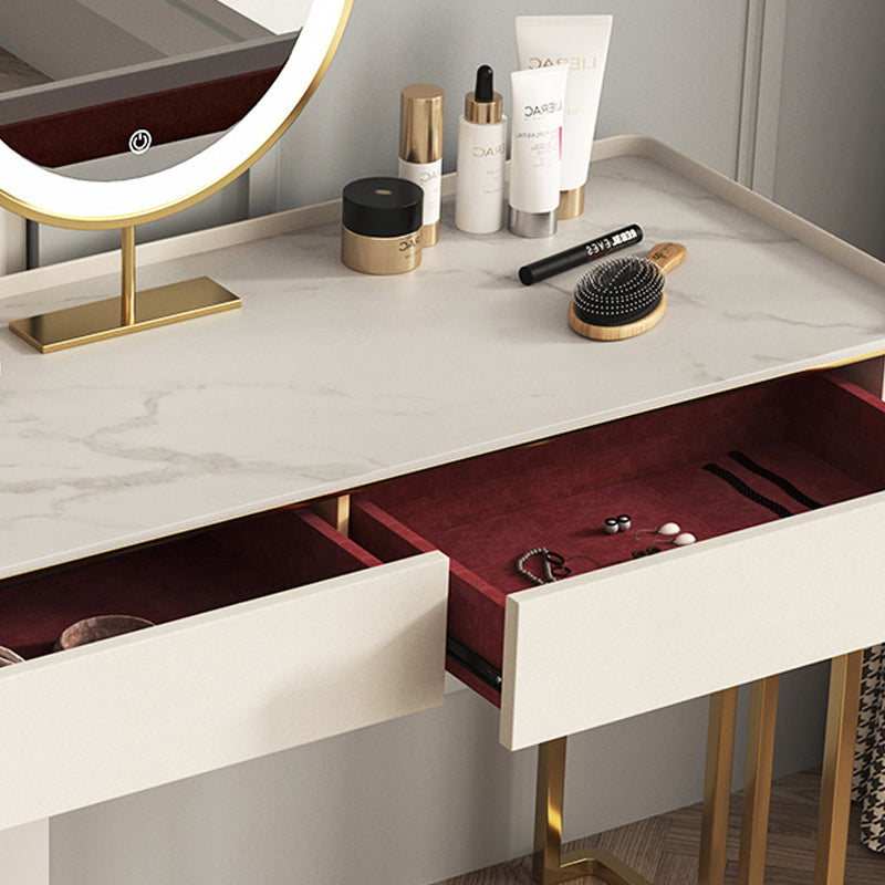 Glam Stone Top Vanity Makeup Table Set Wooden 5-Drawers Dressing Table Clearhalo 'Bedroom Furniture' 'furn' 'furn_makeup_vanities' 'Furniture' 'Makeup Vanities' 'makeup_vanities' 6253003