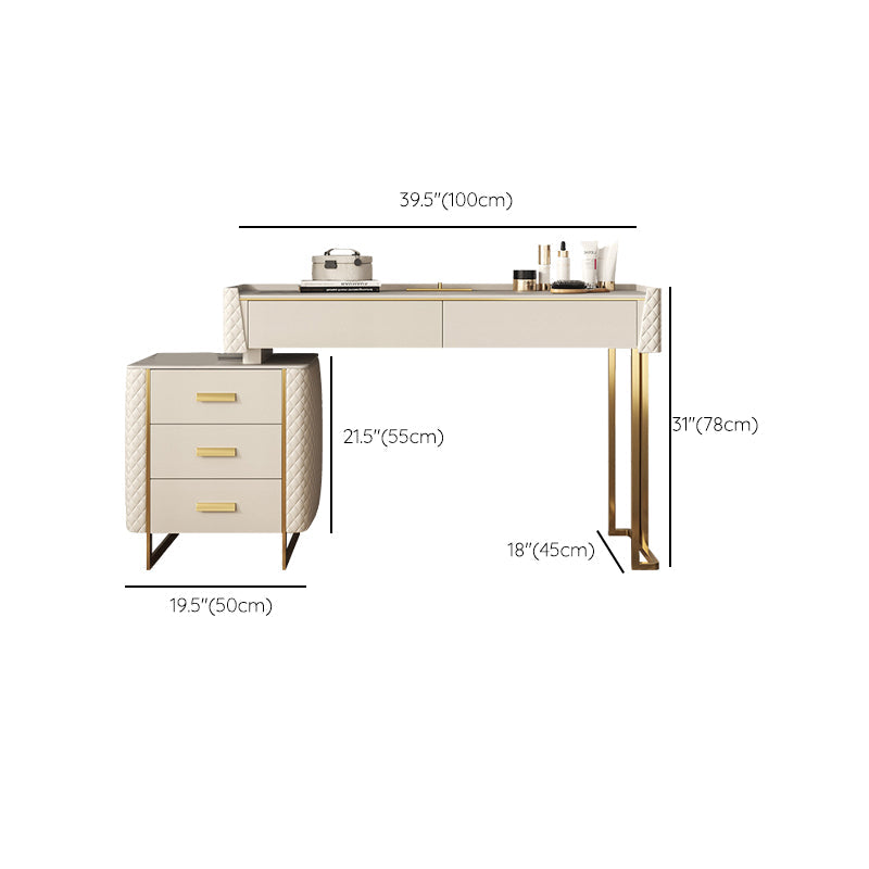 Glam Stone Top Vanity Makeup Table Set Wooden 5-Drawers Dressing Table Clearhalo 'Bedroom Furniture' 'furn' 'furn_makeup_vanities' 'Furniture' 'Makeup Vanities' 'makeup_vanities' 6253008