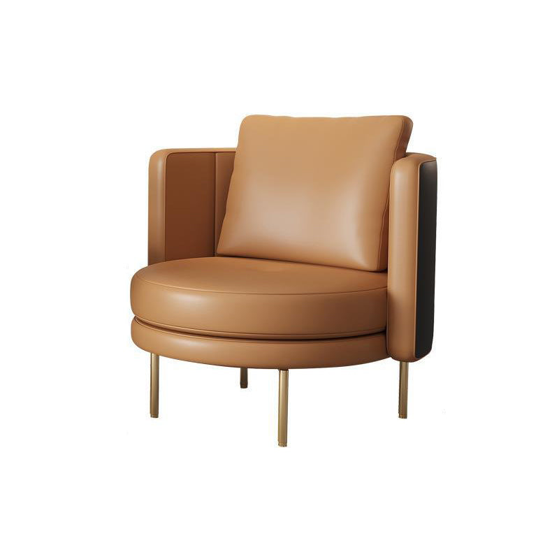 27.55" Wide Parsons Chair Armless Chair with Pillow Back for Living Room Faux Leather Orange 1 Piece Clearhalo 'Accent Chairs' 'accent_chairs' 'Chairs & Seating' 'furn' 'furn_accent_chairs' 'Furniture' 'Living Room Furniture' 6253011